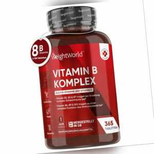 Vitamin B Komplex - 365 Tabletten - 1 Jahresvorrat - Vitamin B 9 Formen - Vegan
