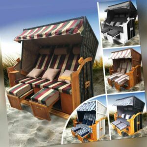 Strandkorb Ostsee 3-Sitzer Volllieger Gartenliege Sonneninsel Poly-Rattan XXL