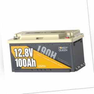 Power Queen 12,8V 100Ah 190H LiFePO4 Batterie 1280Wh für Wohnmobil Solaranlage