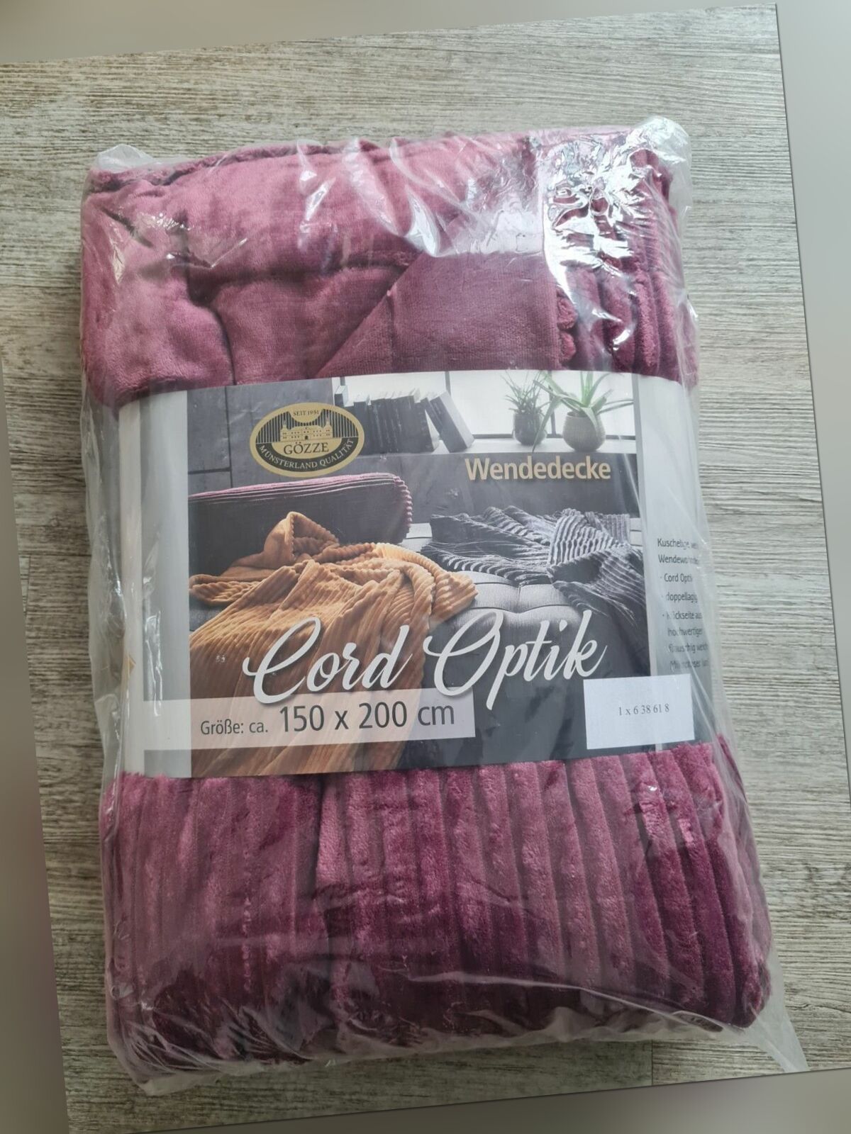 Gözze Wohndecke Kuscheldecke Cord Optik 150 x 200 cm in Brombeere