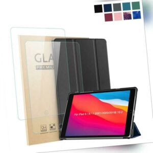 Schutzhülle + 2x Folie Glas für iPad 9./8./7.Gen Tablet Cover 10,2 Zoll Farben