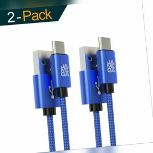 2x 2m USB-C Kabel Blau Schnell Ladekabel Datenkabel für Samsung Huawei