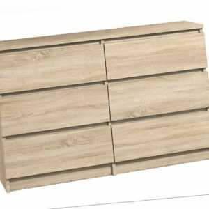 Kommode mit 6 Schubladen 140cm Möbel Schrank Sideboard Schubladenschrank  Sonoma