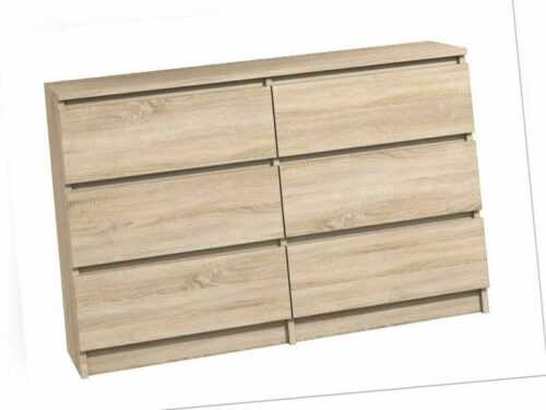 Kommode mit 6 Schubladen 140cm Möbel Schrank Sideboard Schubladenschrank  Sonoma