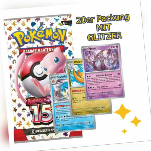 Pokemon 151 Karten 20 Stück | NUR 151 KARTEN | GLITZER, DEUTSCH, BOOSTERFRISCH