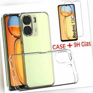 Hülle für Xiaomi Redmi 13C Tasche Silikon Case Bumper Slim Cover +9H Schutz Glas