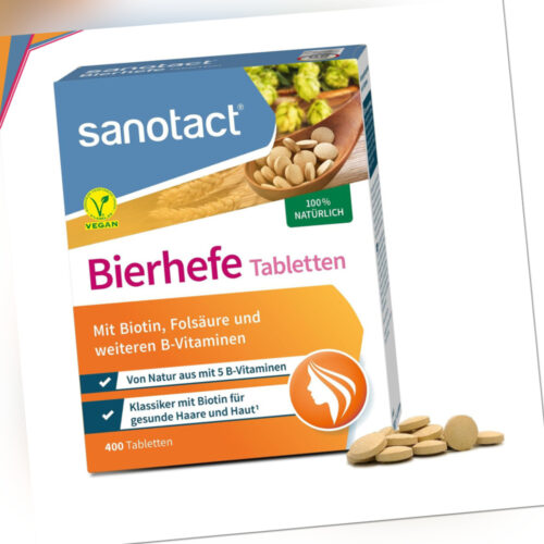 sanotact Bierhefe Tabletten • 400 Tabletten • 100% natürliche Bierhefe vegan •