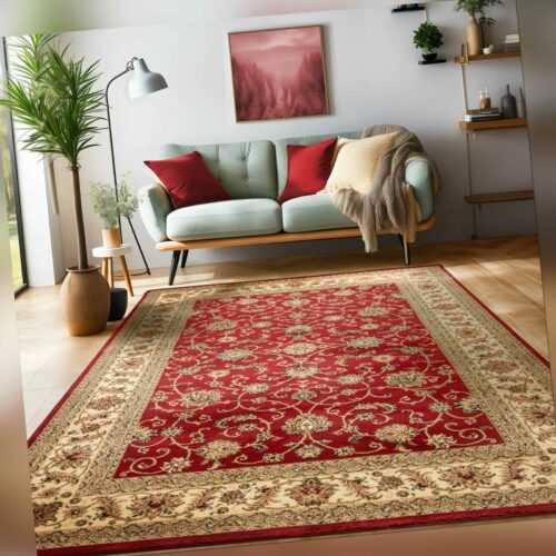 Orient Klassik Wohnzimmerteppich Teppich Edle Bordüre Traditionelle Rot Beige