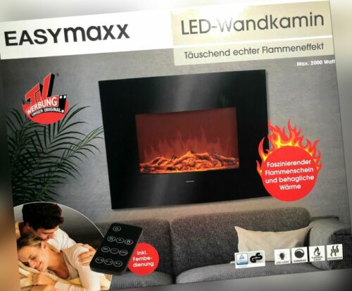 Easymaxx LED Wandkamin 2000 Watt täuschend echter Flammeneffekt