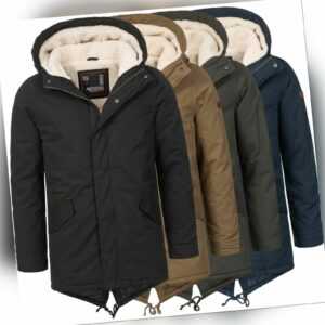 A. Salvarini Herren Winterjacke langer Winter Parka warme Jacke mit Teddyfell