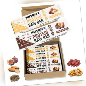 NUTRIFY Protein Raw Bar 12er Mix Set - 12x 45 g Proteinriegel Mandel Dattel