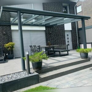 Terrassenüberdachung Terrassendach Komplettset Alu Anthrazit in  VSG Glas 8 mm