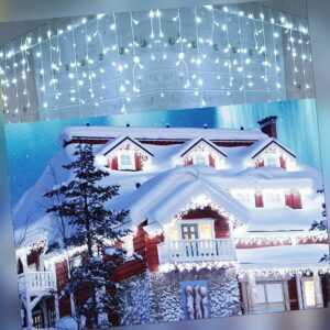 200/400/600 LED Eisregen Christbaum Lichterkette Eiszapfen Vorhang Außen