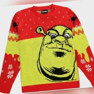 Universal - Shrek Knitted WEIHNACHTSPULLOVER Red Neu Top