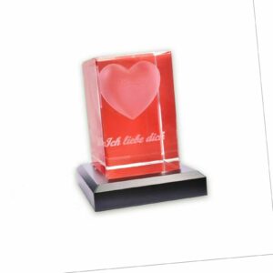 Geschenk für Frauen Weihnachten | Herz mit Ich liebe Dich | 3D Glas inkl. LED