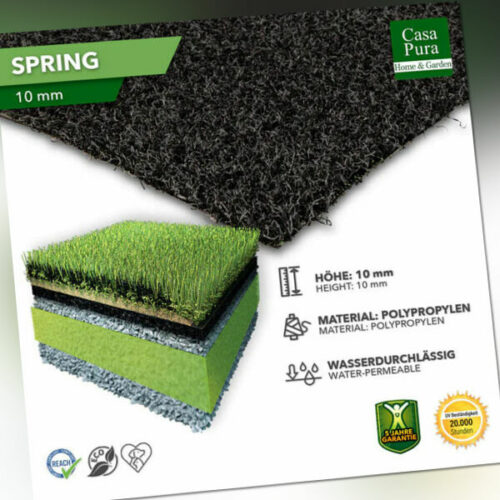 Rasenteppich Premium Spring | Ideal für Balkon, Terrasse, Sportanlagen|  D.grau