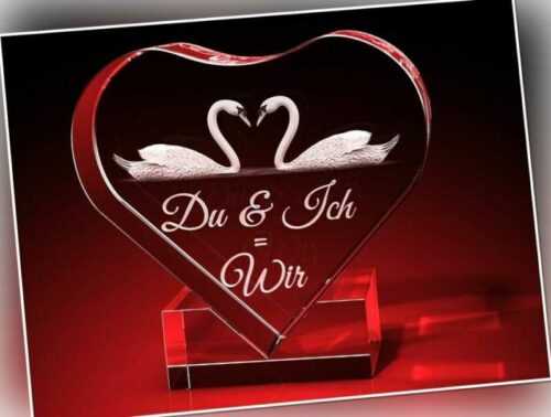 3D Glas Gravur Herz Glasfoto Laser Kristallglas Liebe Uhr Valentinstag Geschenk