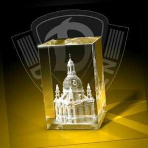 3D Glas Gravur Glasfoto Dynamo Dresden Motiv Bild Laser Kristallglas Geschenk