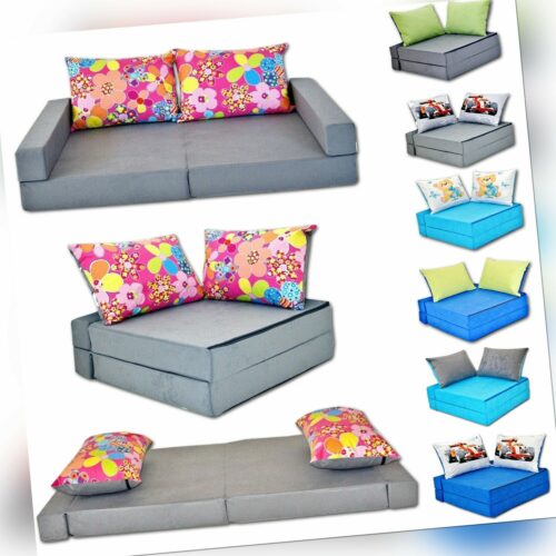 MILLYBO Kindersofa Spielsofa Kindermatratze Sitzkissen Minicouch Set + 2 Kissen