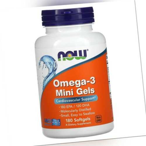 OMEGA-3 Mini Gels 180 EPA/120 DHA 180 Weichkapseln NOW FOODS