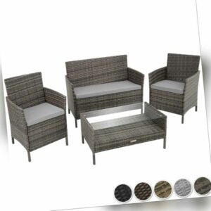 Poly Rattan Sitzgruppe Lounge Garten Garnitur Gartenmöbel Tisch Bank Stuhl Set