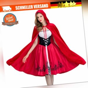 Erwachsene Damen Rotkäppchen Cosplay Kleid Cape Fancy Party Kostüm DE