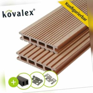 Kovalex WPC Terrassendielen Komplettset Braun Komplettbausatz Diele Gebürstet UK