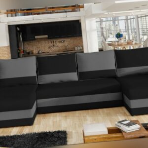 Wohnlandschaft U-Couch Sofa Marion mit Schlaffunktion & Bettkasten günstig