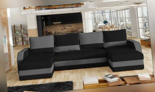 Wohnlandschaft U-Couch Sofa Marion mit Schlaffunktion & Bettkasten günstig