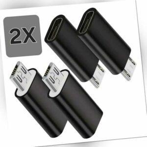 2X micro usb zu usb c Adapter Konverter Anschluss für Android Smartphone Laden