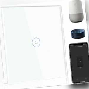 BSEED Smart Lichtschalter Touch Glas Wandschalter 1 Fach/Weg, Weiß, WLAN, Alexa