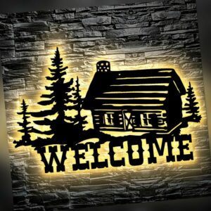 Led Welcome Haus Wand Deko Dekoration Geschenke Weihnachtsdeko Waldhaus Family