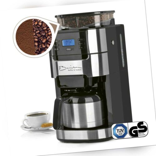 Barista Kaffeemaschine Mahlwerk Isolierkanne Kaffeeautomat 1000 Watt Edelstahl