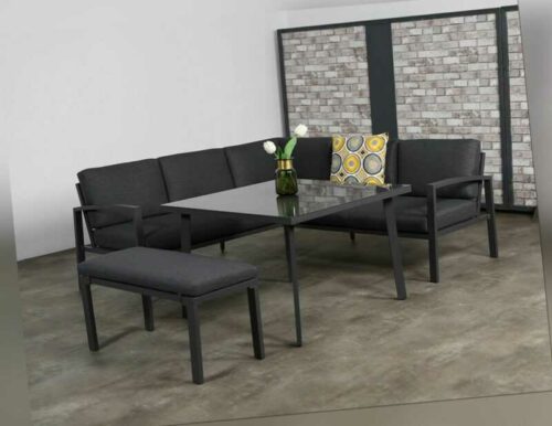 Eck Lounge Set Sitzgruppe Gartenmöbel Garnitur Gruppe Alu hoch Outdoor stabil