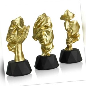 Skulpturen 3er Set in Gold - edle Dekoration - Moderne Dekofiguren