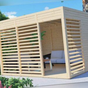 modernes Gartenhaus 337x234 cm Lounge Pavillon Holzhaus Sommerhaus Strandhaus