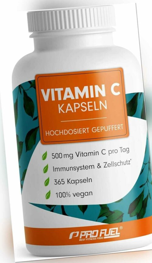 Vitamin C hochdosiert - 365 Vitamin C Kapseln - 500 mg Vitamin C gepuffert