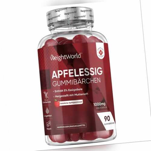 Apfelessig Gummibärchen - 90Stk - 1000mg - Gewichtsmangement - Vitamin C - Vegan