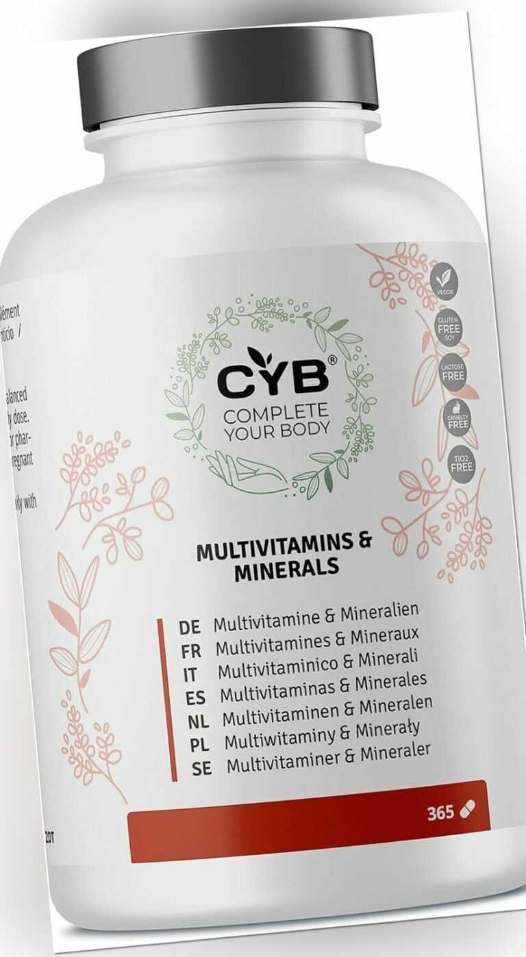 CYB | Multivitamin Tabletten Hochdosiert & Mineralien - 365 Tabletten 1 Jahres