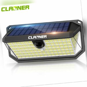 CLAONER 416LED Fluter Solarleuchte Solarlampe mit Bewegungsmelder Außen Strahler