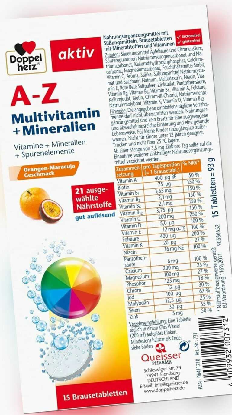 Doppelherz A-Z Multivitamin + Mineralien - 21 ausgesuchte Nährstoffe zur