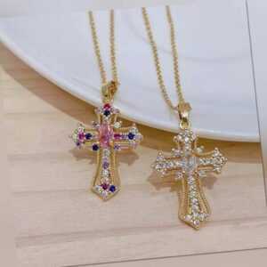 Halskette Anhänger Kreuz vergoldete Halskette für Frauen Schmuck