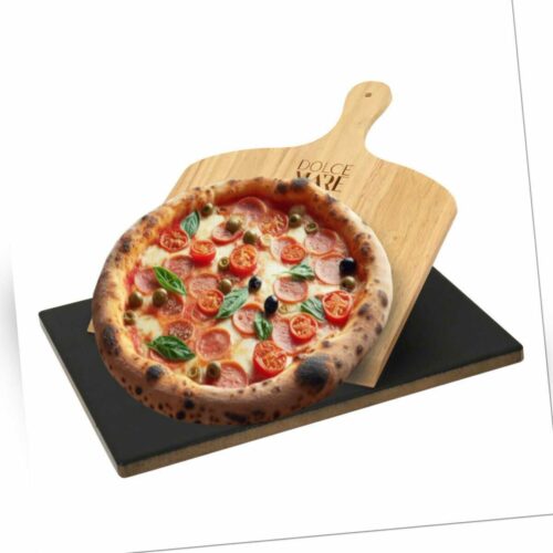 Pizzastein Brotbackstein Grill Holz Pizzaschieber Edelstahl Pizzaschneider sw