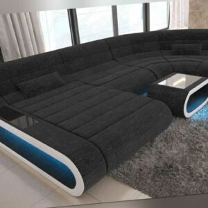 Wohnlandschaft Polstersofa Eck Sofa CONCEPT U Form Couch Garnitur Ottomane LED