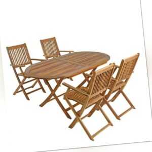 Gartenmöbel Sitzgruppe Gartentisch 4 Stühle mit Armlehnen Gartenset klappbar