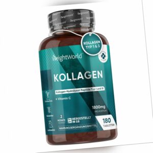 Kollagen Vitamin C - 180 Tabletten - Haar Haut Nägel - Muskel, Gelenke & Knochen