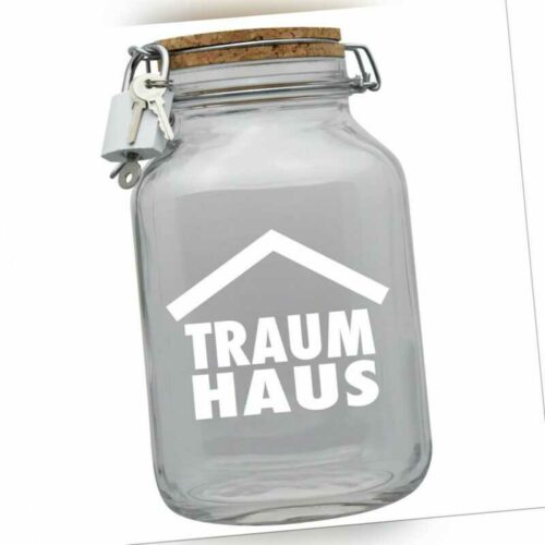 Spardose Geld Geschenk Ideen Traum Haus Transparent Größe XXL 3 Liter