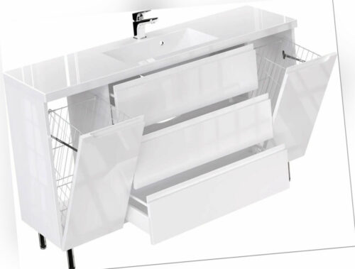 Badezimmerschrank mit Wäschekörben mit Waschtisch Badezimmer Stehend 120 cm