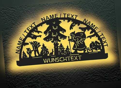 LED Weihnachten Familie Schlummerlicht Geschenk Deko - Weihnachtsbaum - MDF Holz