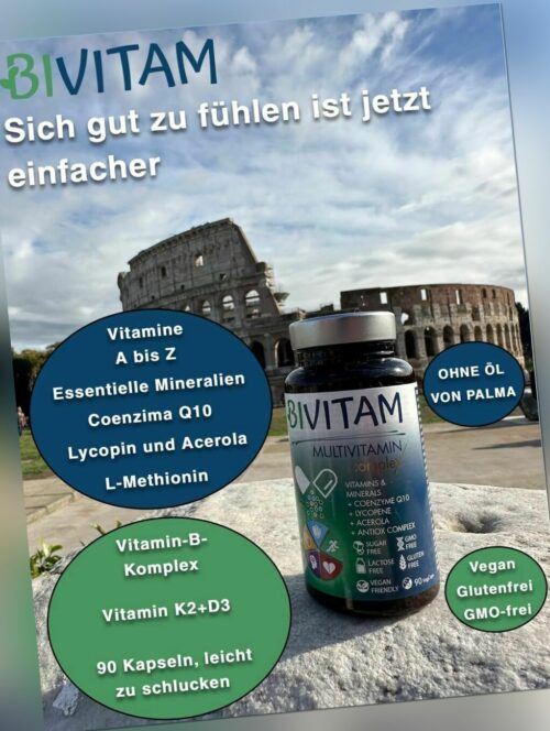 Multivitamin mit Coenzym Q10, Hohe Absorption, Vitamine A-Z, B Komplex, Minerals